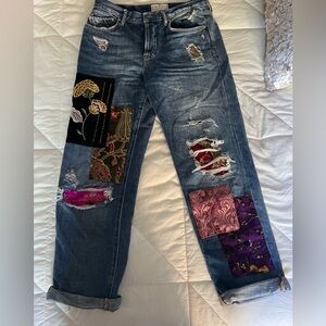 Free People Luxe Embellished Boyfriend Jeans size 27